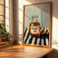 Peanut Oil – on Striped Tablecloth, Grocery Poster, clean layout with no caption