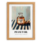 Peanut Oil – on Striped Tablecloth, Grocery Poster, set in oak frame