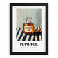 Peanut Oil – on Striped Tablecloth, Grocery Poster, in sleek black frame