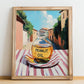 Peanut Oil – Italian Street Café Scene, Pantry Wall Art, no-text version framed in wood