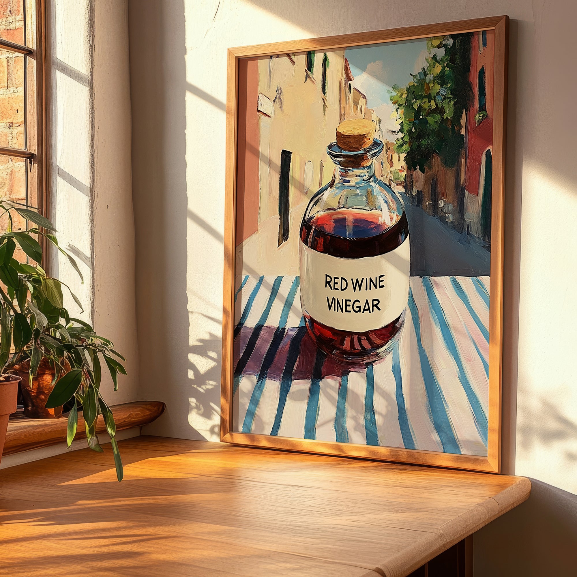 Red Wine Vinegar – Italian Café on the Corner, Pantry Wall Decor, clean layout with no caption