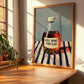 Red Wine Vinegar – on Striped Tablecloth, Shelf Stock Wall Decor, clean layout with no caption