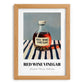 Red Wine Vinegar – on Striped Tablecloth, Shelf Stock Wall Decor, set in oak frame