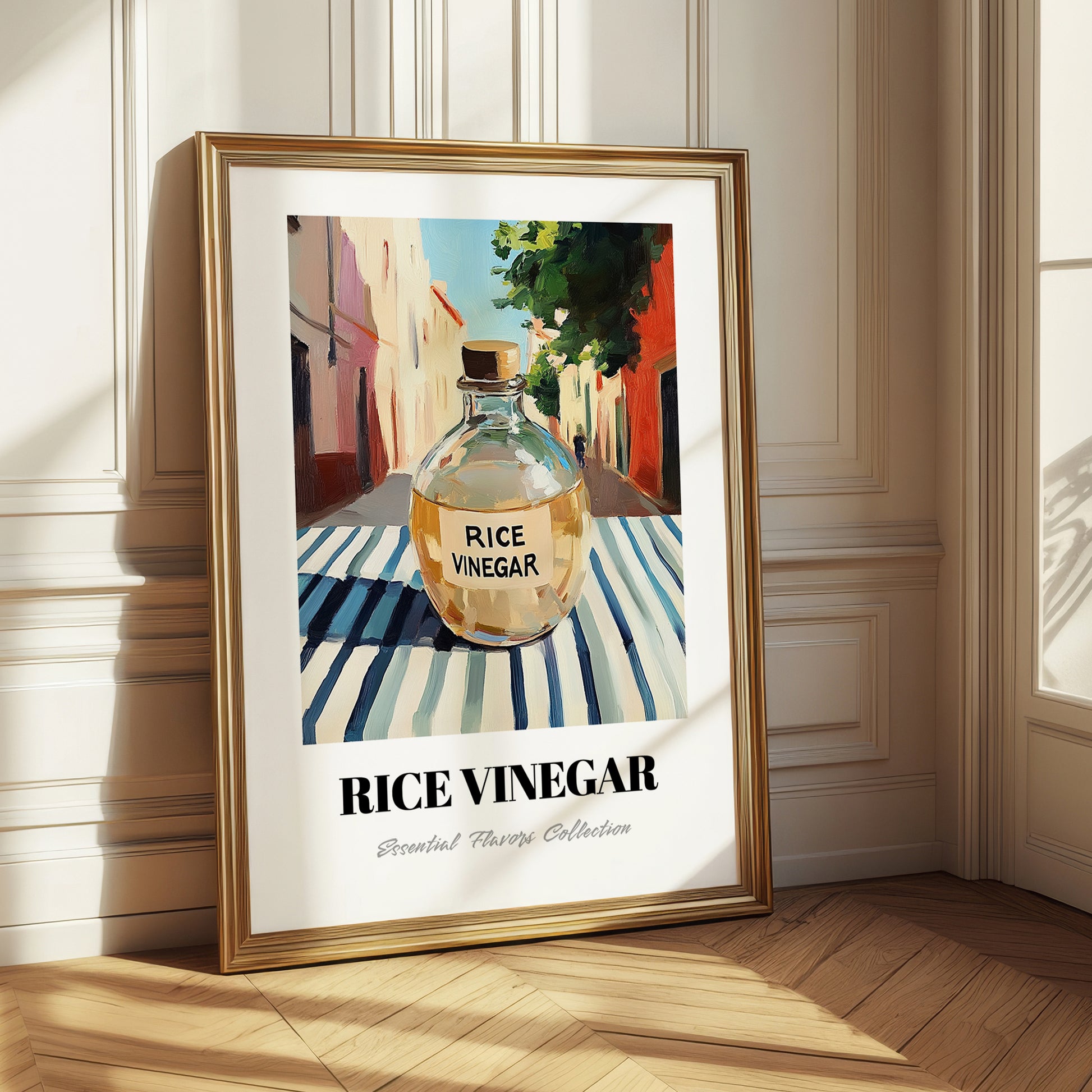 Rice Vinegar – Italian Outdoor Café Scene, Shelf Stock Still Life