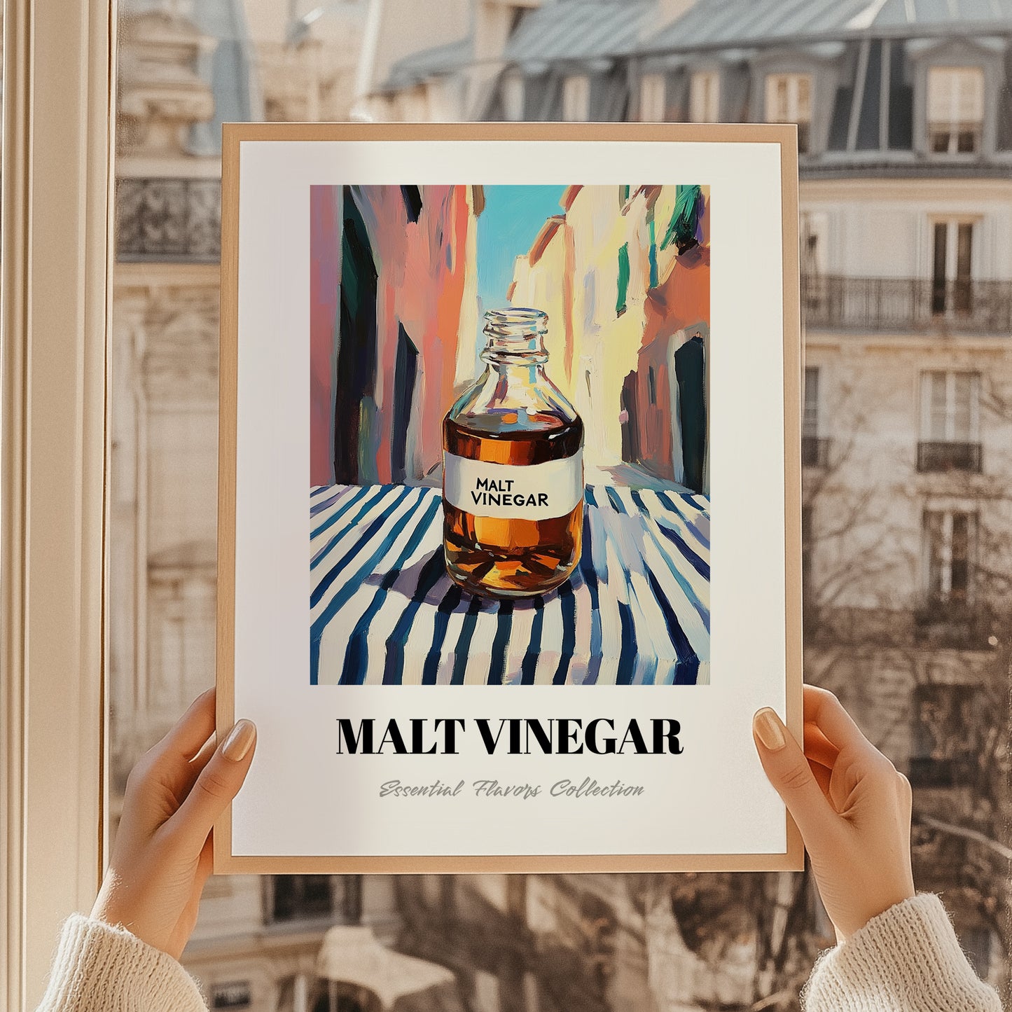 Malt Vinegar – Italian Café on the Corner, Pantry Illustration, styled in a charming Paris street view