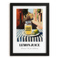 Lemon Juice – Italian Café on the Corner, Grocery Painting, in sleek black frame