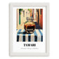 Tamari – Italian Café on the Corner, Dry Goods Illustration, placed in minimal white frame
