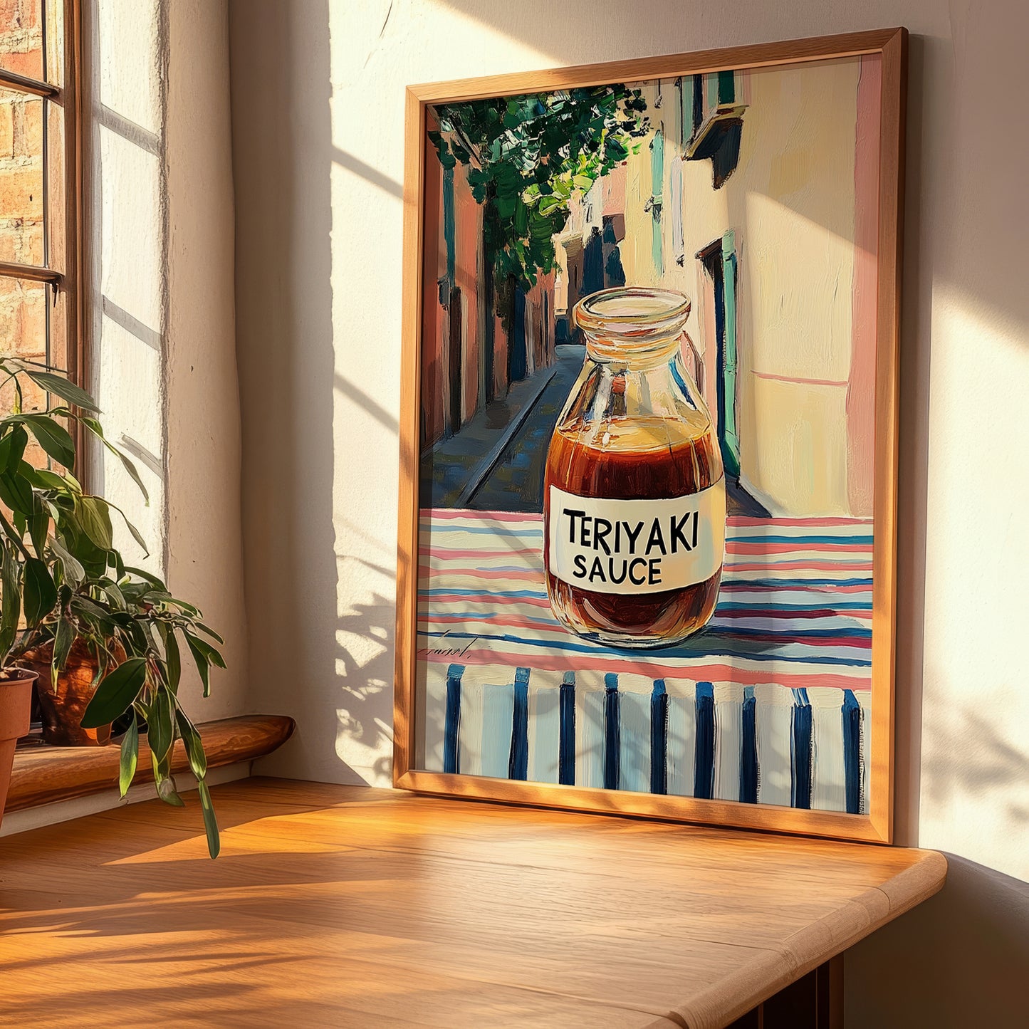 Teriyaki Sauce – Italian Urban Café Scene, Pantry Painting, clean layout with no caption