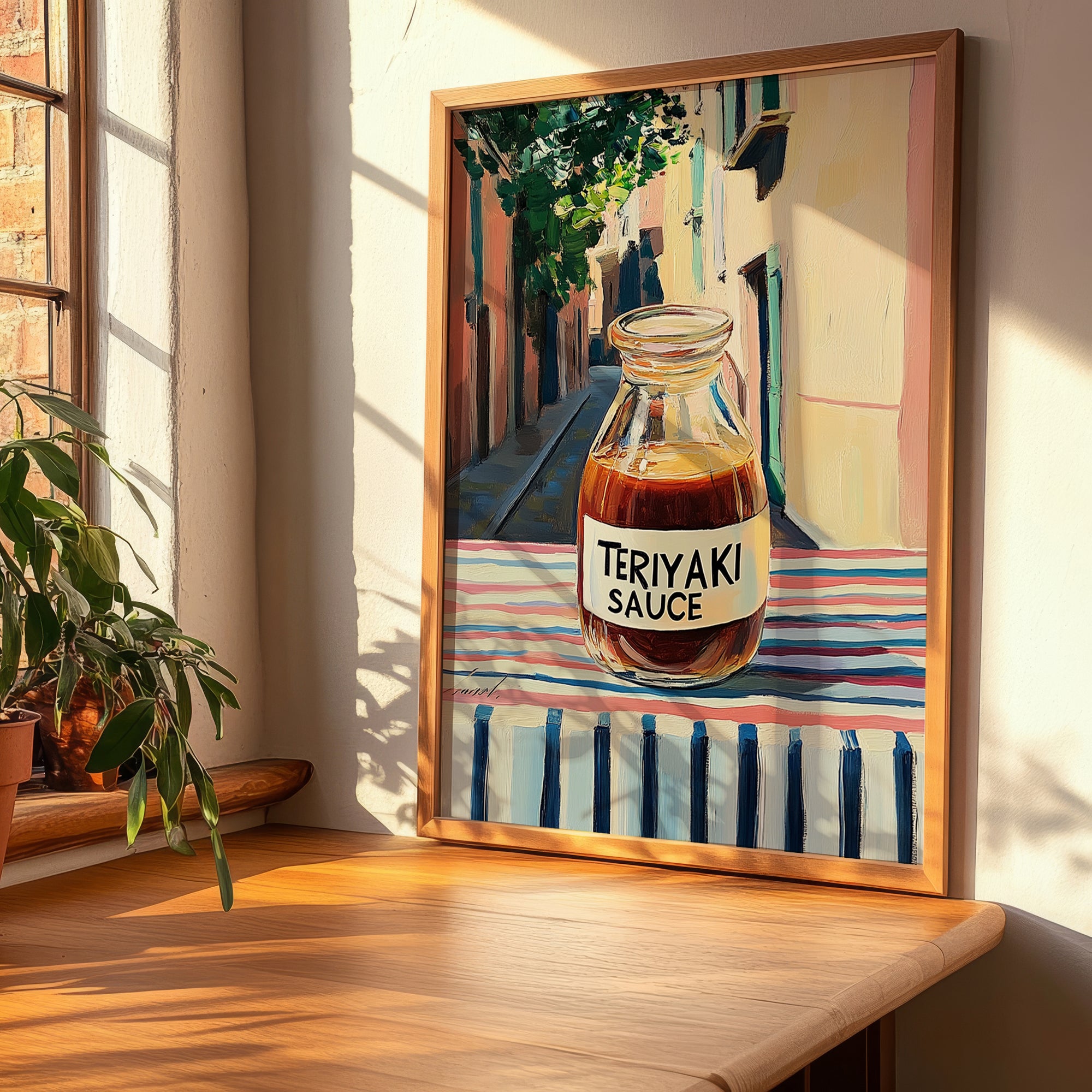 Teriyaki Sauce – Italian Urban Café Scene, Pantry Painting, clean layout with no caption