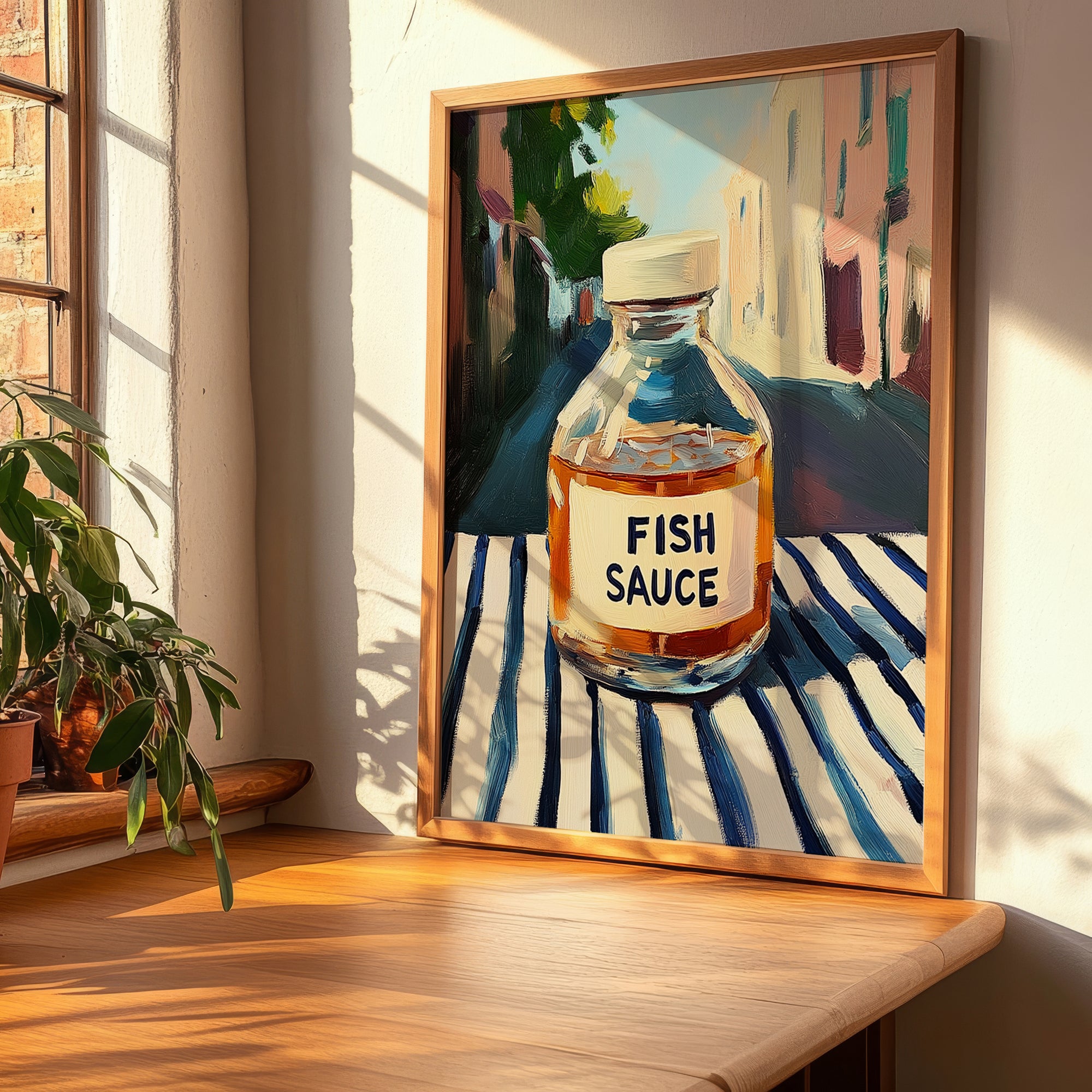 Fish Sauce – Italian Urban Café Scene, Larder Print, clean layout with no caption