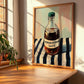 Worcestershire Sauce – on Striped Tablecloth, Grocery Still Life, clean layout with no caption