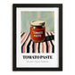 Tomato Paste – on Striped Tablecloth, Pantry Still Life, in sleek black frame