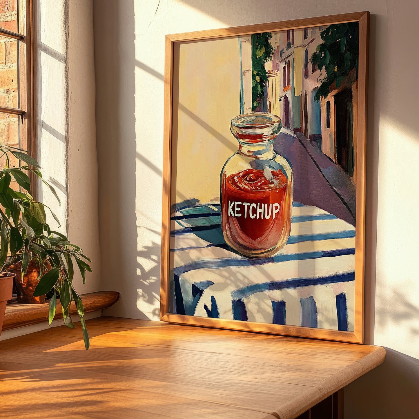 Ketchup – Italian Urban Café Scene, Shelf Stock Wall Decor, clean layout with no caption