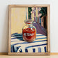 Ketchup – Italian Urban Café Scene, Shelf Stock Wall Decor, no-text version framed in wood