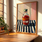 Ketchup – on Striped Tablecloth, Grocery Still Life, clean layout with no caption