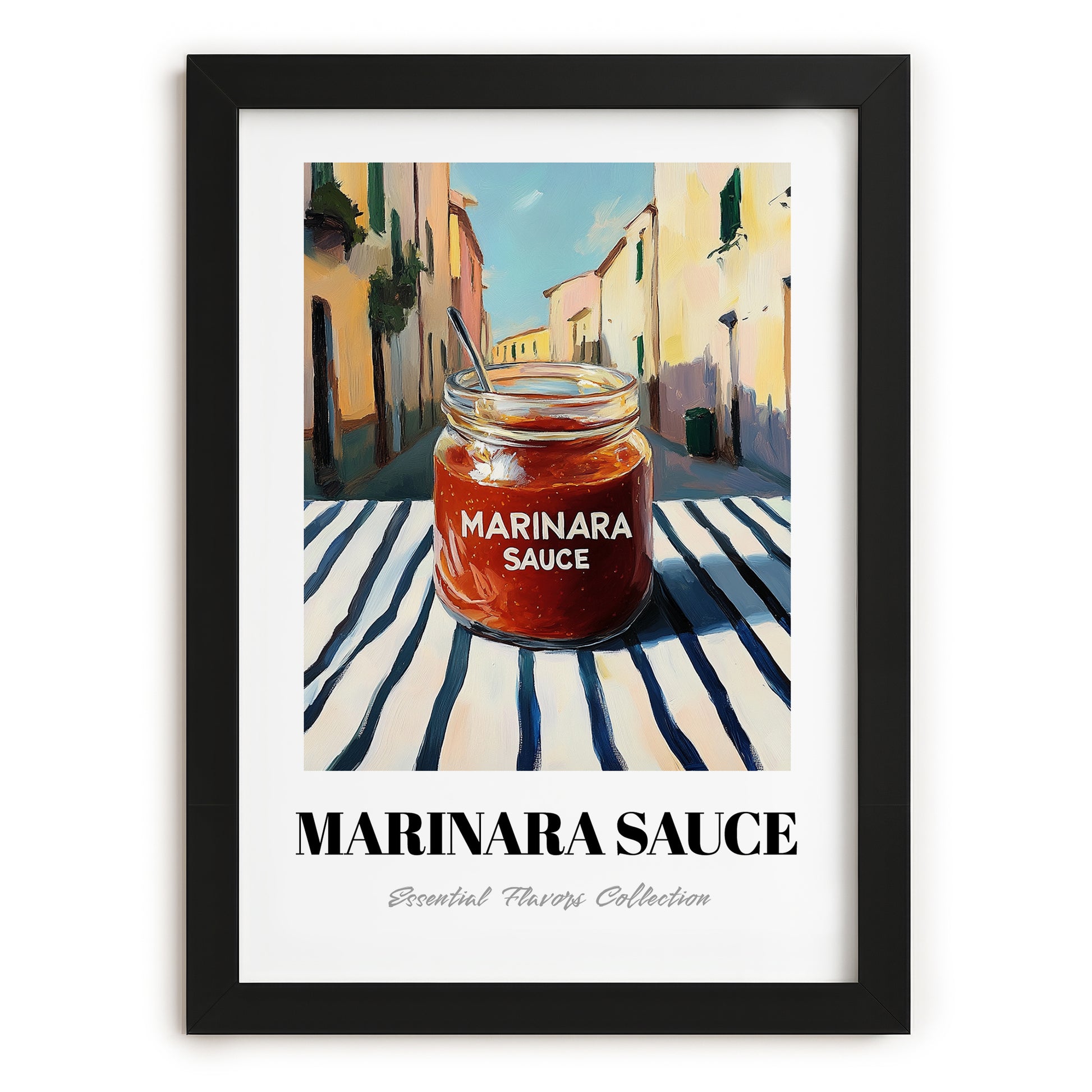 Marinara Sauce – Italian Café on the Corner, Pantry Art, in sleek black frame