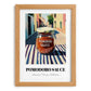 Pomodoro Sauce – Italian Street Café Scene, Food Stash Illustration, set in oak frame