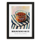 Bolognese Sauce – on Striped Tablecloth, Pantry Illustration, in sleek black frame