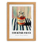 Cocktail Sauce – on Striped Tablecloth, Ingredients Corner Poster, set in oak frame