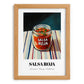 Salsa Roja – on Striped Tablecloth, Food Shelf Poster, set in oak frame