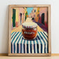 Passata – Italian Street Café Scene, Ingredients Corner Poster, no-text version framed in wood