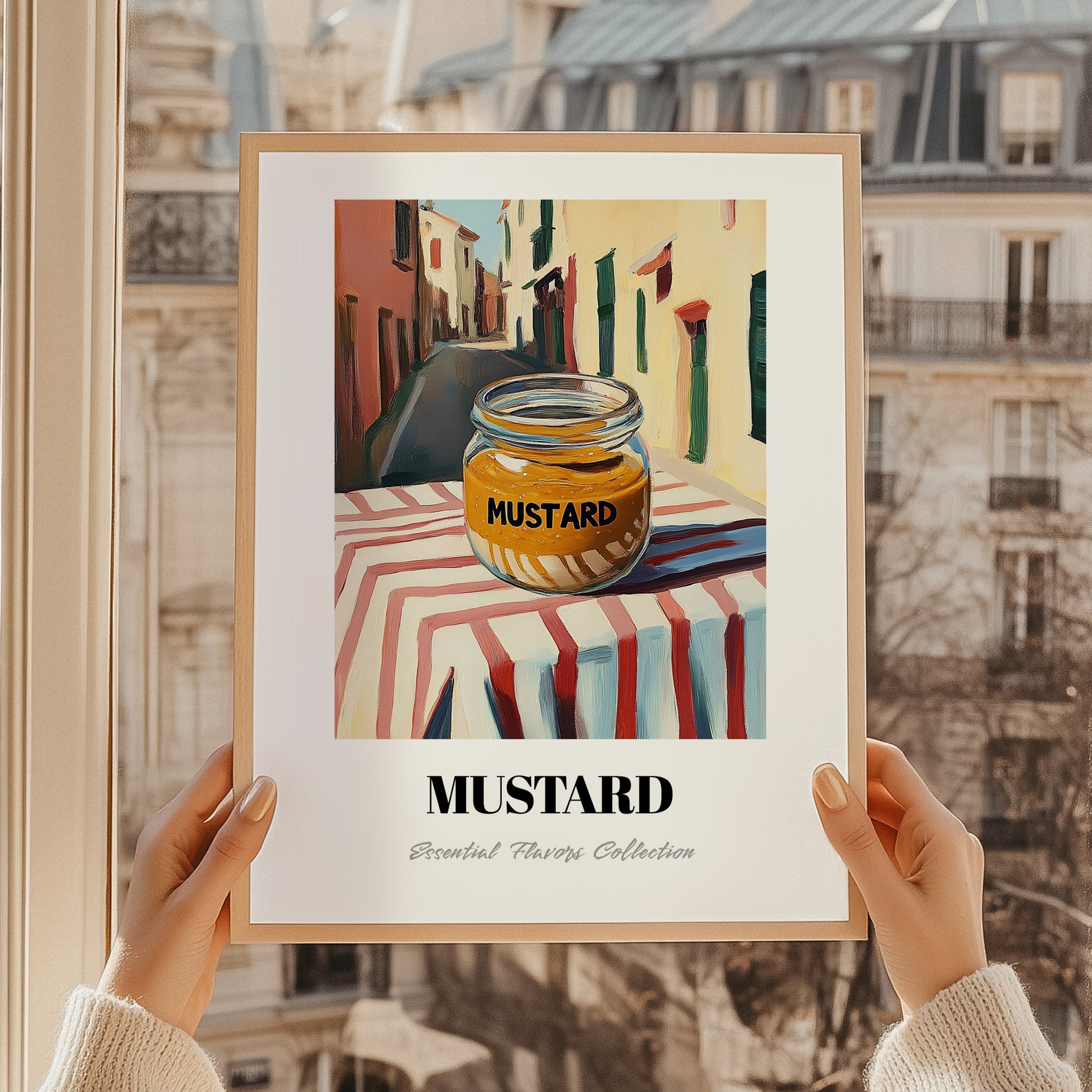 Mustard – Italian Street Café Scene, Pantry Wall Decor, styled in a charming Paris street view