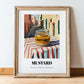 Mustard – Italian Street Café Scene, Pantry Wall Decor, in wooden frame leaning on the floor