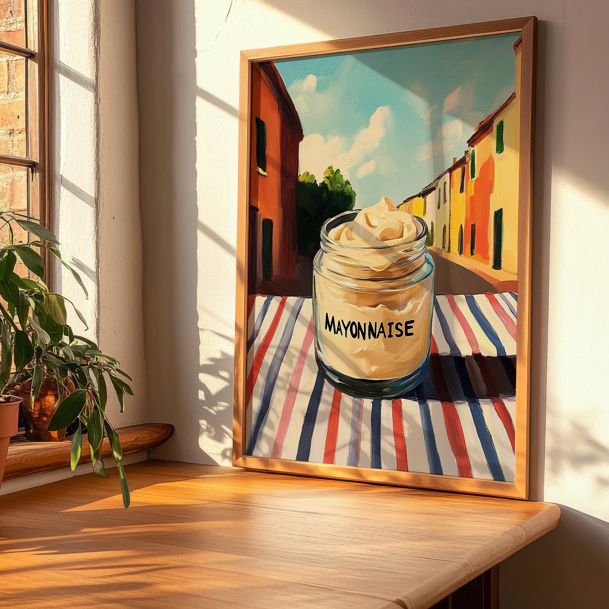 Mayonnaise – Italian Street Café Scene, Grocery Print, clean layout with no caption