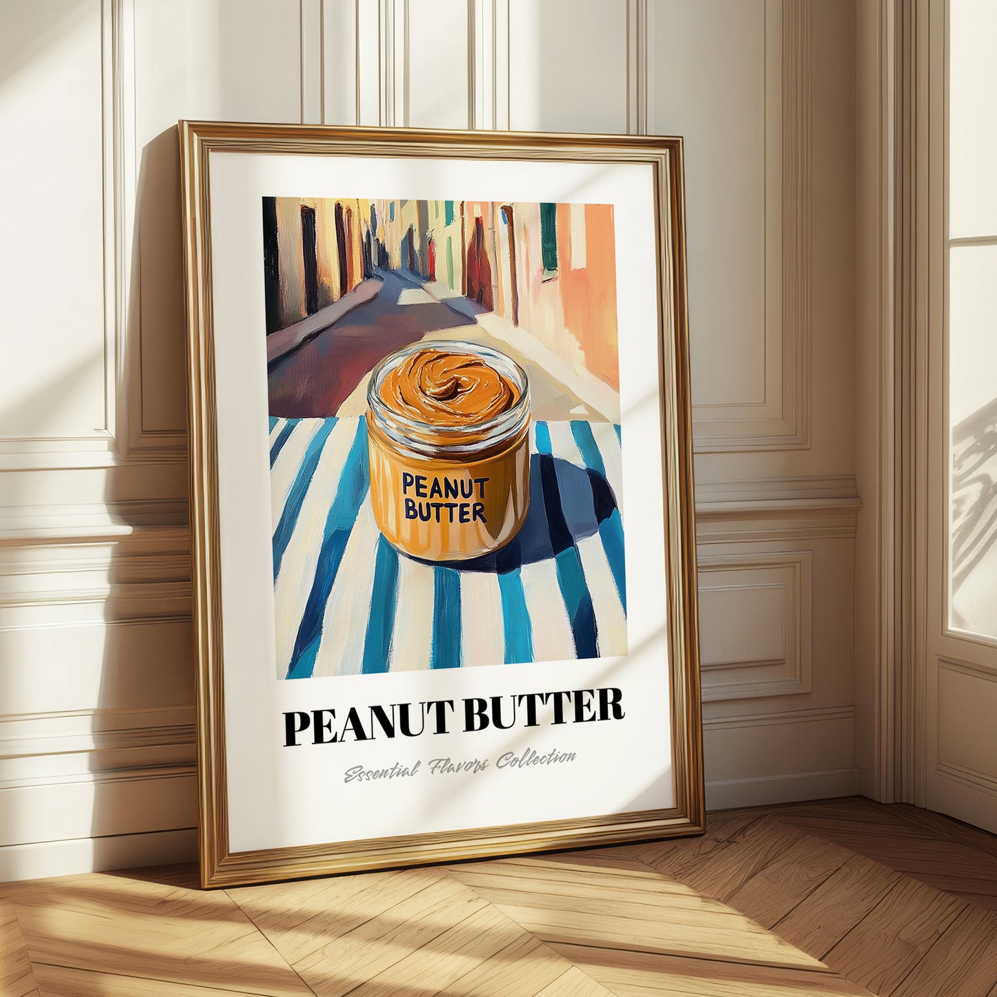 Peanut Butter – on Striped Tablecloth, Pantry Painting