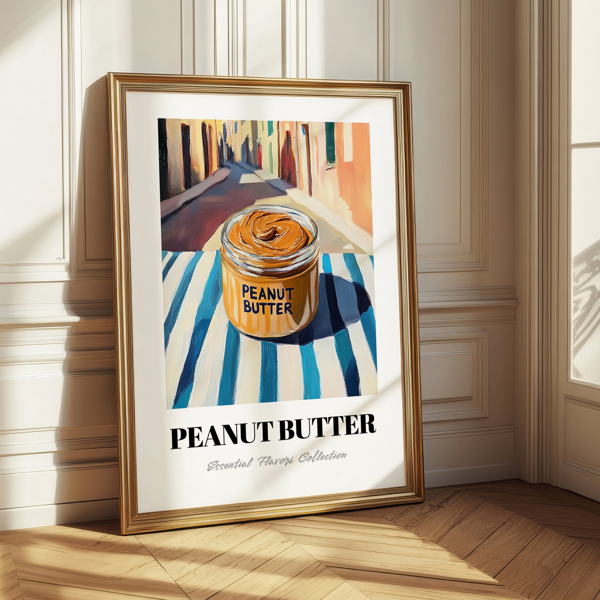 Peanut Butter – on Striped Tablecloth, Pantry Painting