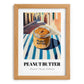Peanut Butter – on Striped Tablecloth, Pantry Painting, set in oak frame