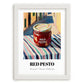 Red Pesto – Italian Café on the Corner, Grocery Still Life, placed in minimal white frame