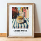 Curry Paste – Italian Urban Café Scene, Shelf Stock Art, in wooden frame leaning on the floor