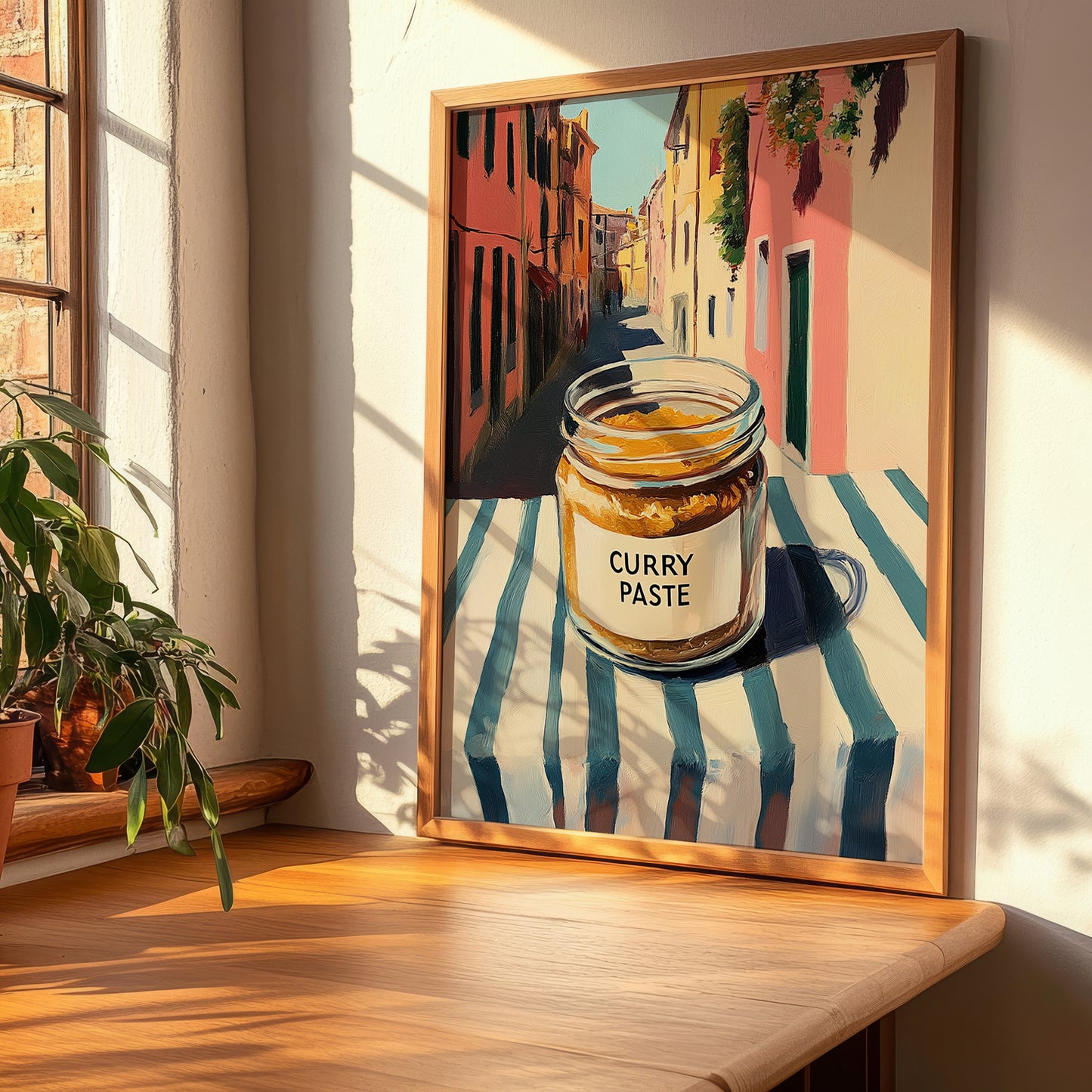 Curry Paste – Italian Urban Café Scene, Shelf Stock Art, clean layout with no caption