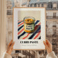 Curry Paste – on Striped Tablecloth, Pantry Illustration, styled in a charming Paris street view