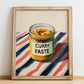 Curry Paste – on Striped Tablecloth, Pantry Illustration, no-text version framed in wood