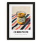 Curry Paste – on Striped Tablecloth, Pantry Illustration, in sleek black frame