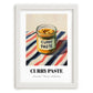 Curry Paste – on Striped Tablecloth, Pantry Illustration, placed in minimal white frame