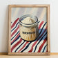 Horseradish – on Striped Tablecloth, Kitchen Storage Wall Decor, no-text version framed in wood