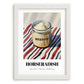 Horseradish – on Striped Tablecloth, Kitchen Storage Wall Decor, placed in minimal white frame