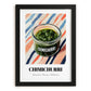 Chimichurri – on Striped Tablecloth, Kitchen Storage Wall Poster, in sleek black frame