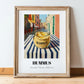 Hummus – Italian Street Café Scene, Pantry Poster, in wooden frame leaning on the floor