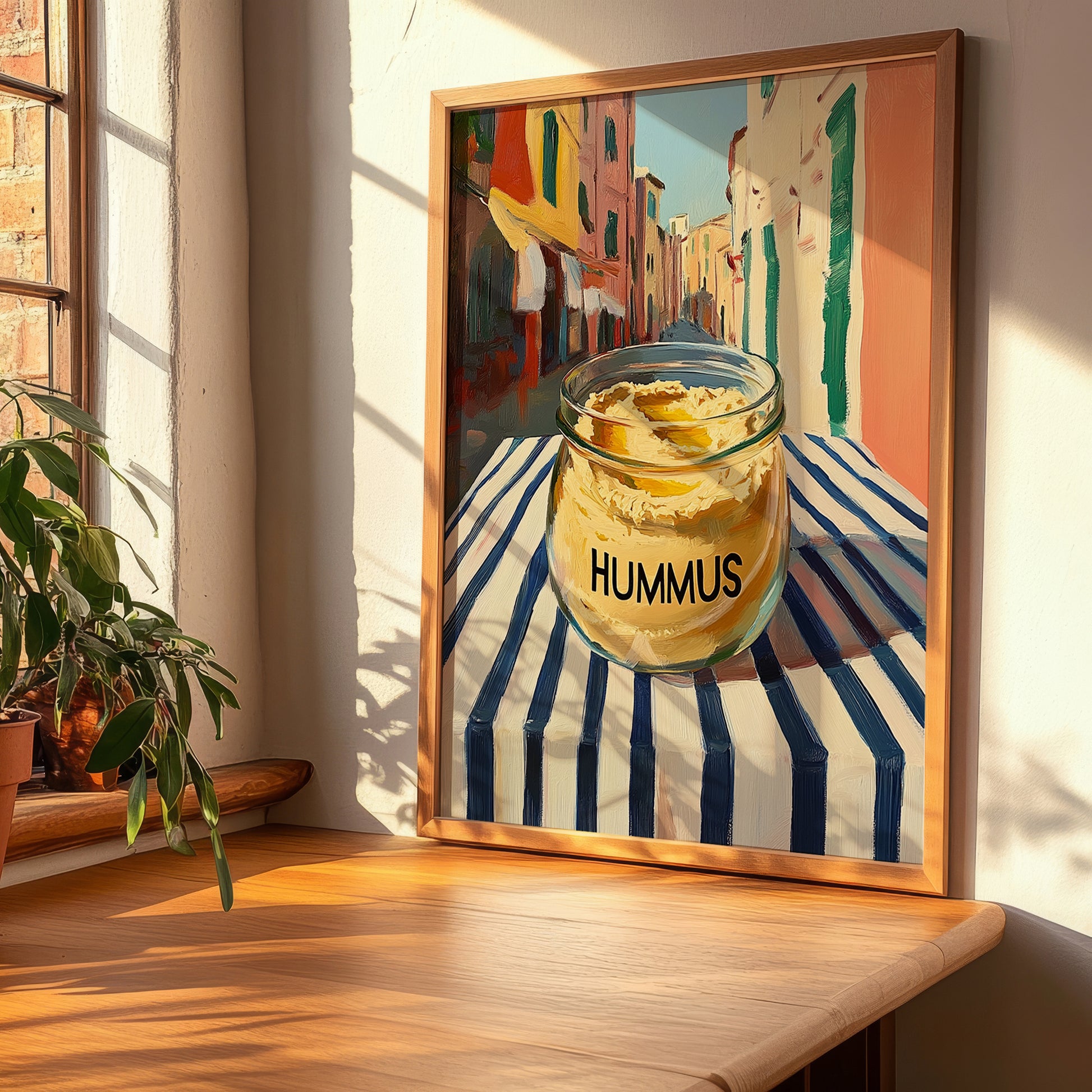 Hummus – Italian Street Café Scene, Pantry Poster, clean layout with no caption