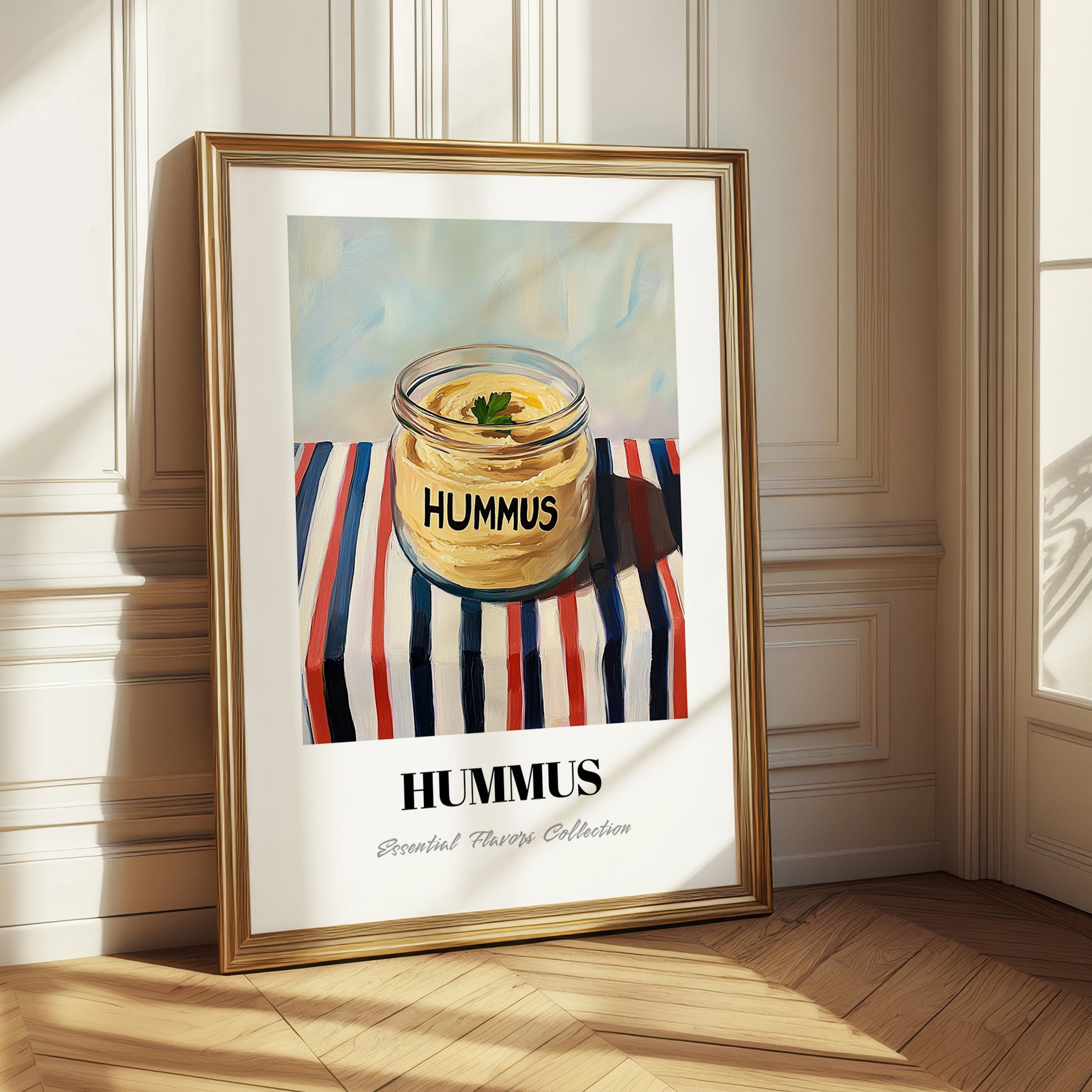 Hummus – on Striped Tablecloth, Pantry Painting