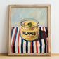 Hummus – on Striped Tablecloth, Pantry Painting, no-text version framed in wood
