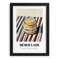 Remoulade – on Striped Tablecloth, Shelf Stock Painting, in sleek black frame