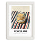 Remoulade – on Striped Tablecloth, Shelf Stock Painting, placed in minimal white frame