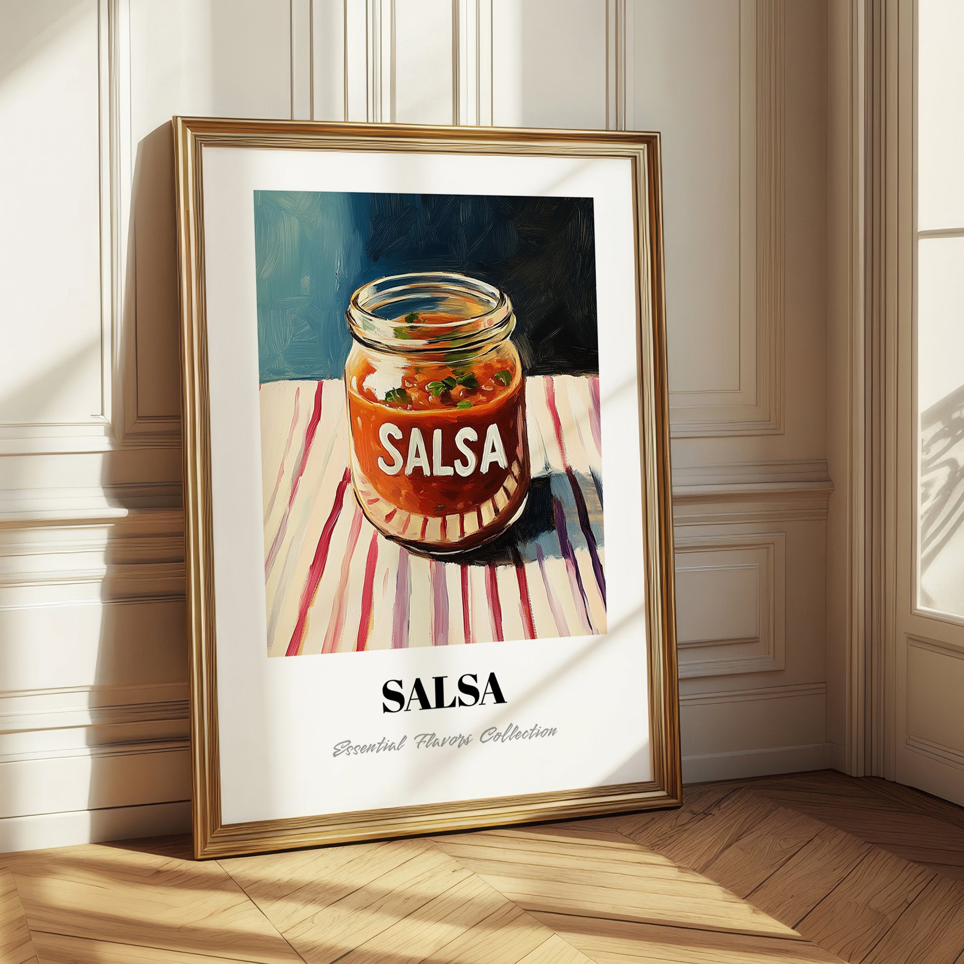 Salsa – on Striped Tablecloth, Shelf Stock Illustration
