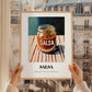 Salsa – on Striped Tablecloth, Shelf Stock Illustration, styled in a charming Paris street view