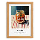 Salsa – on Striped Tablecloth, Shelf Stock Illustration, set in oak frame